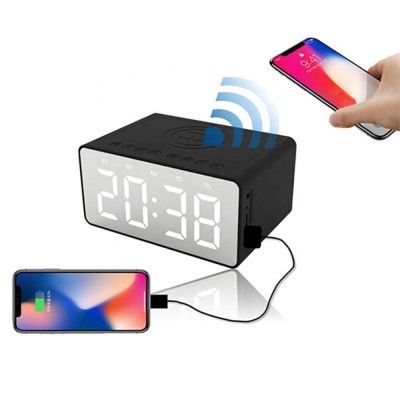 Portable BT508 Wireless Charging  4D HiFi Stereo Bluetooth Speaker Clock LED Power Bank 3in1 Waterproof Wholesales